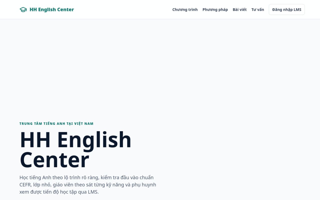 Giao diện website HH Learning