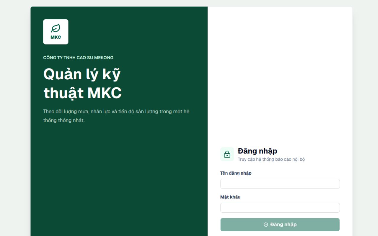Giao diện Quản lý kỹ thuật MKC