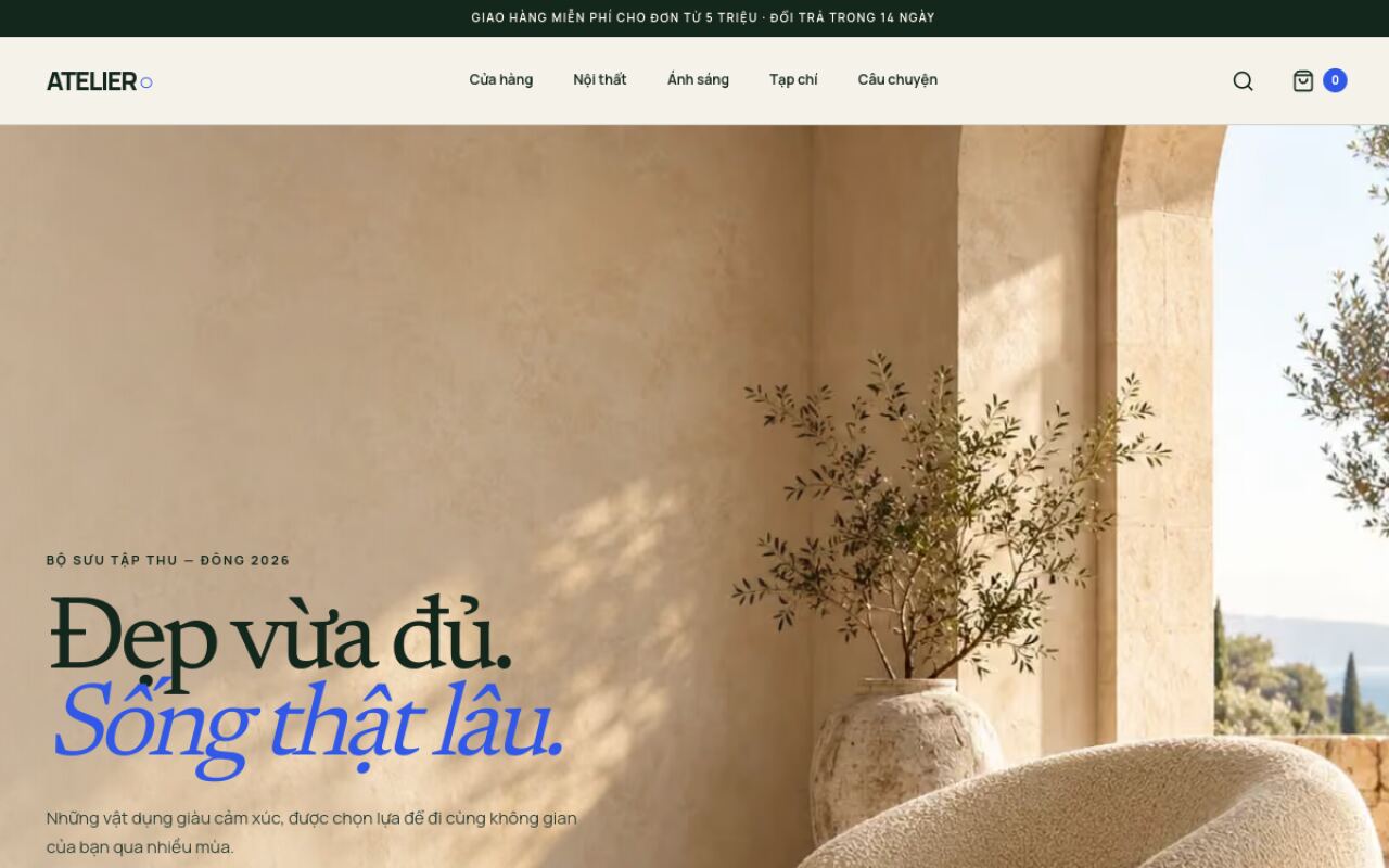 Giao diện website ATELIER Living