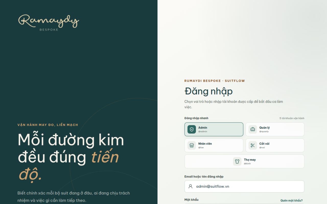 Giao diện SuitFlow Workspace